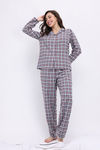 Zivame Checkered Charm Flannel Pyjama Set - Vapourous Gray — thumbnail 1